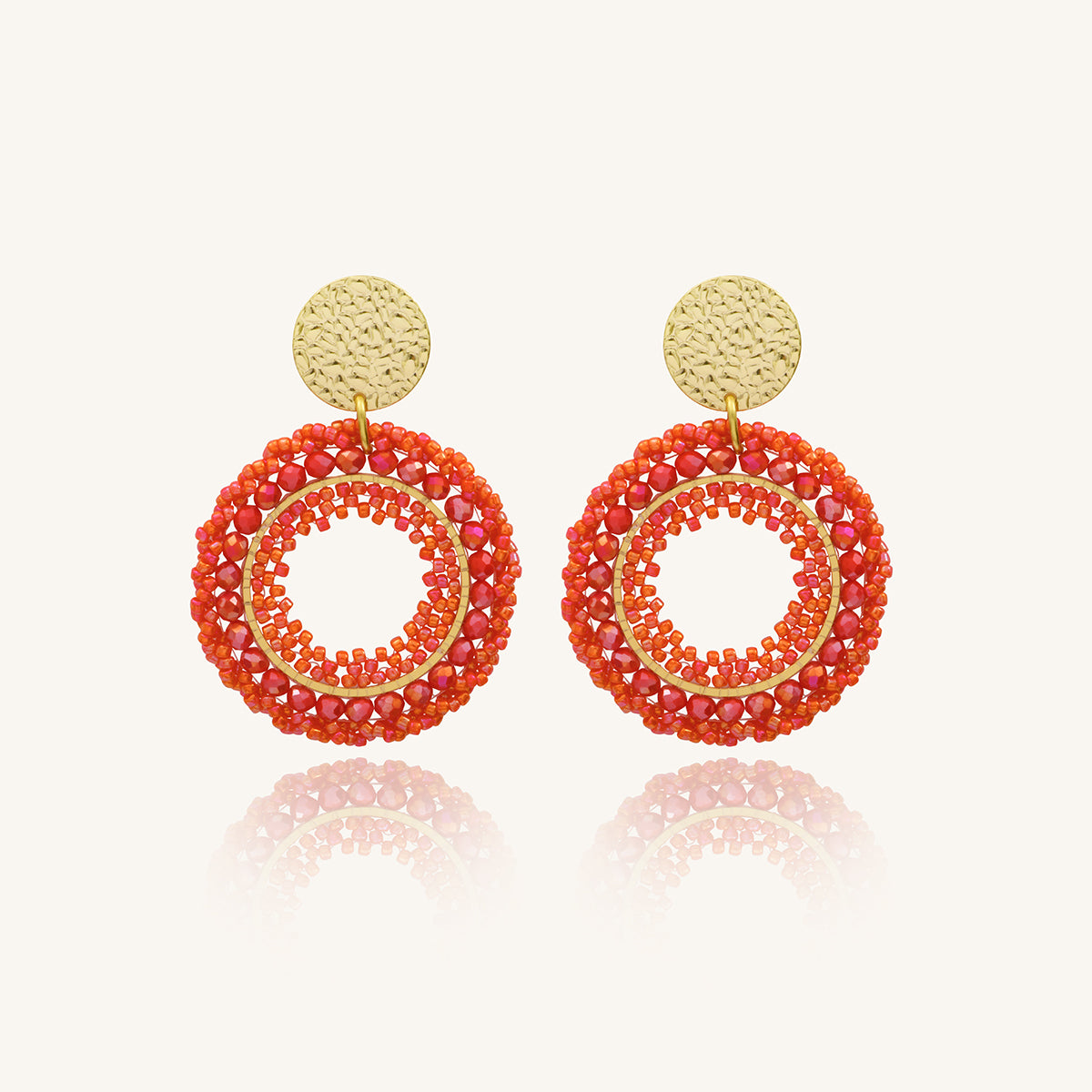 Aretes de Cristales Tejidos y Chapa de Oro 23K - Atacama