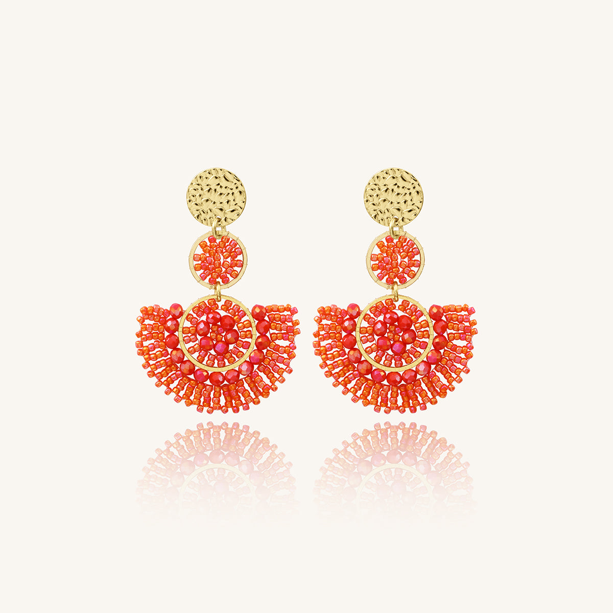 Aretes de Cristales Tejidos con Chapa de Oro - Cancún