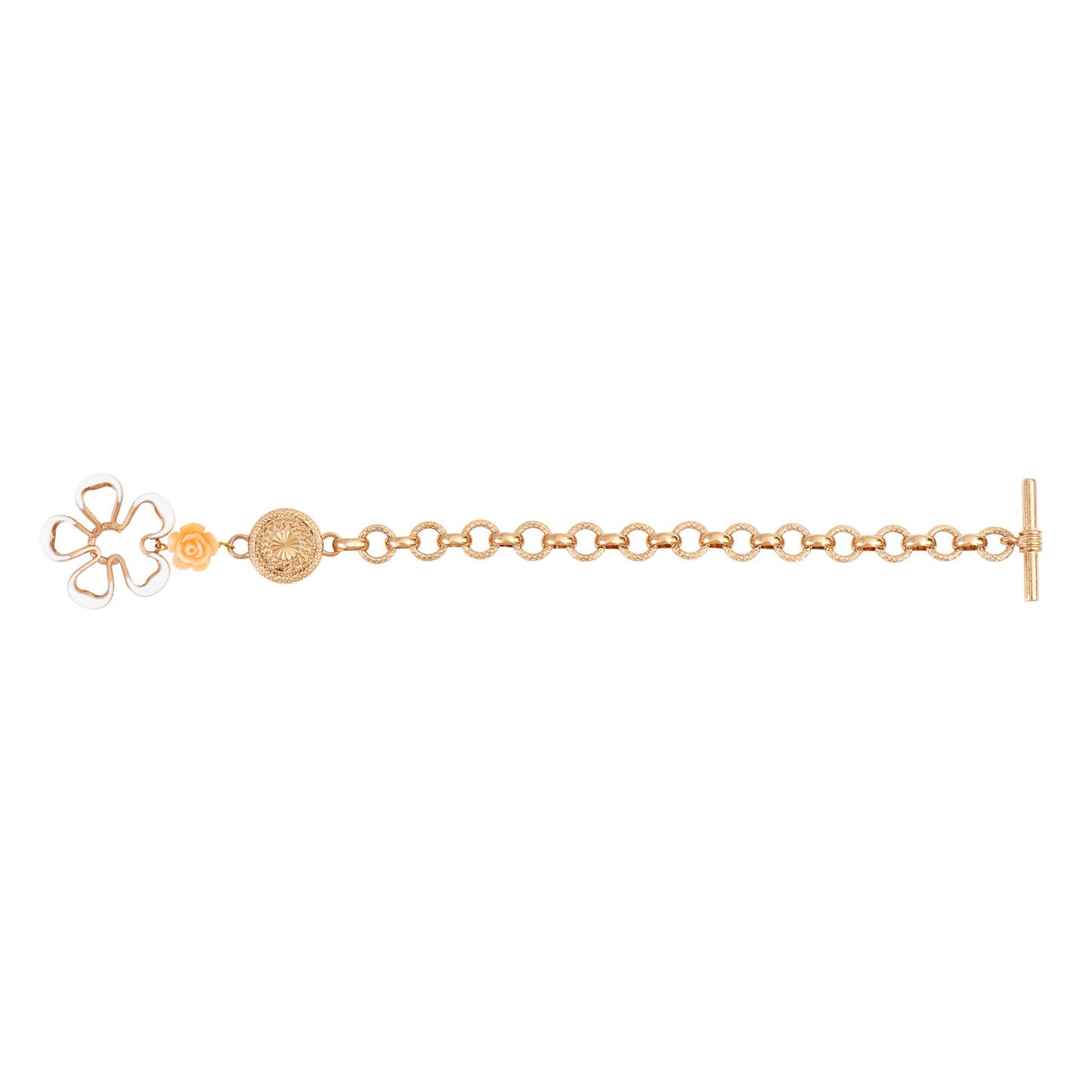 Pulsera Miraflores - Rosas Esculpidas de Concha Nácar y Chapa de Oro 14K