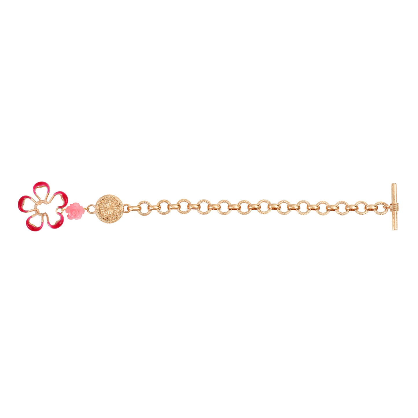 Pulsera Miraflores - Rosas Esculpidas de Concha Nácar y Chapa de Oro 14K