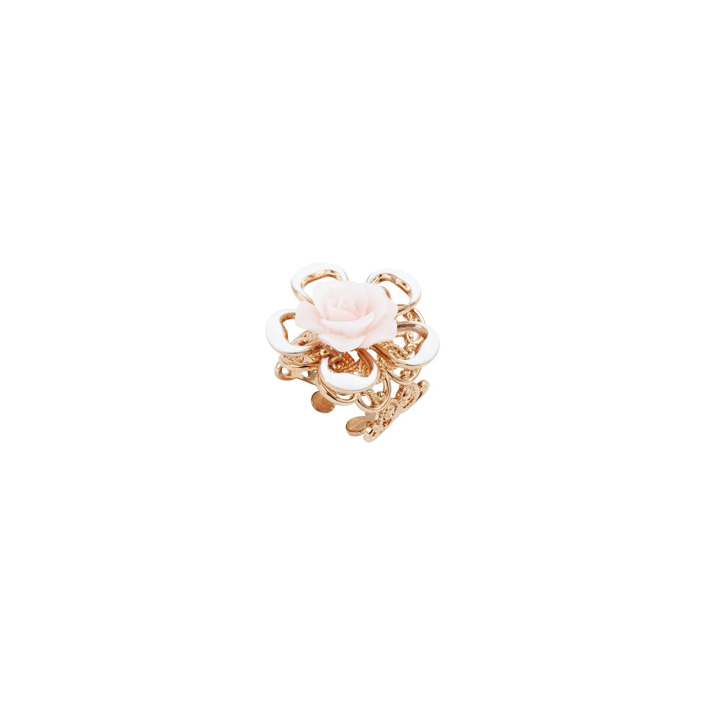 Anillo Miraflores - Rosa Esculpida en Concha Nácar y Chapa de Oro 14K