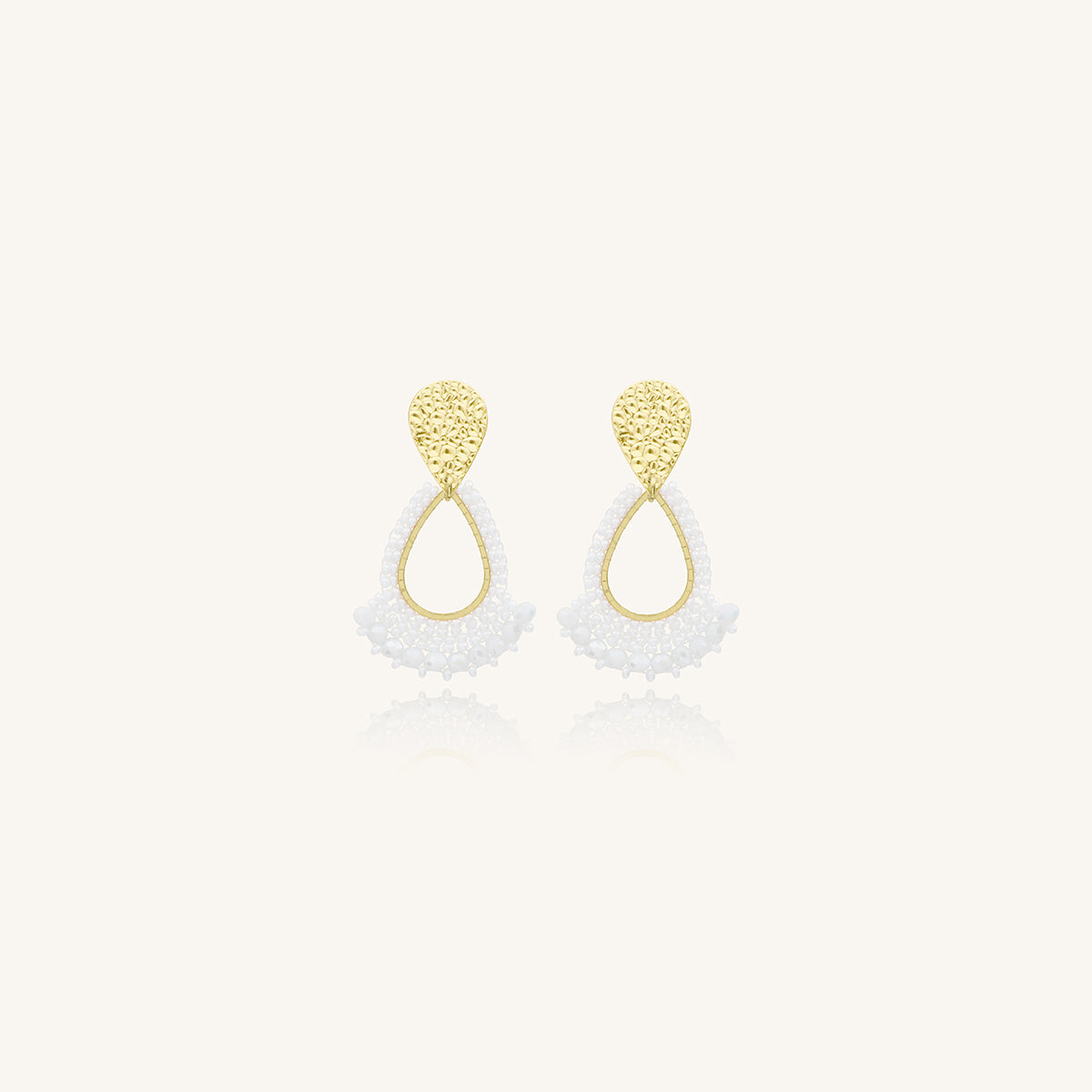 Aretes con Cristales Tejidos y Chapa de Oro - Mini Río