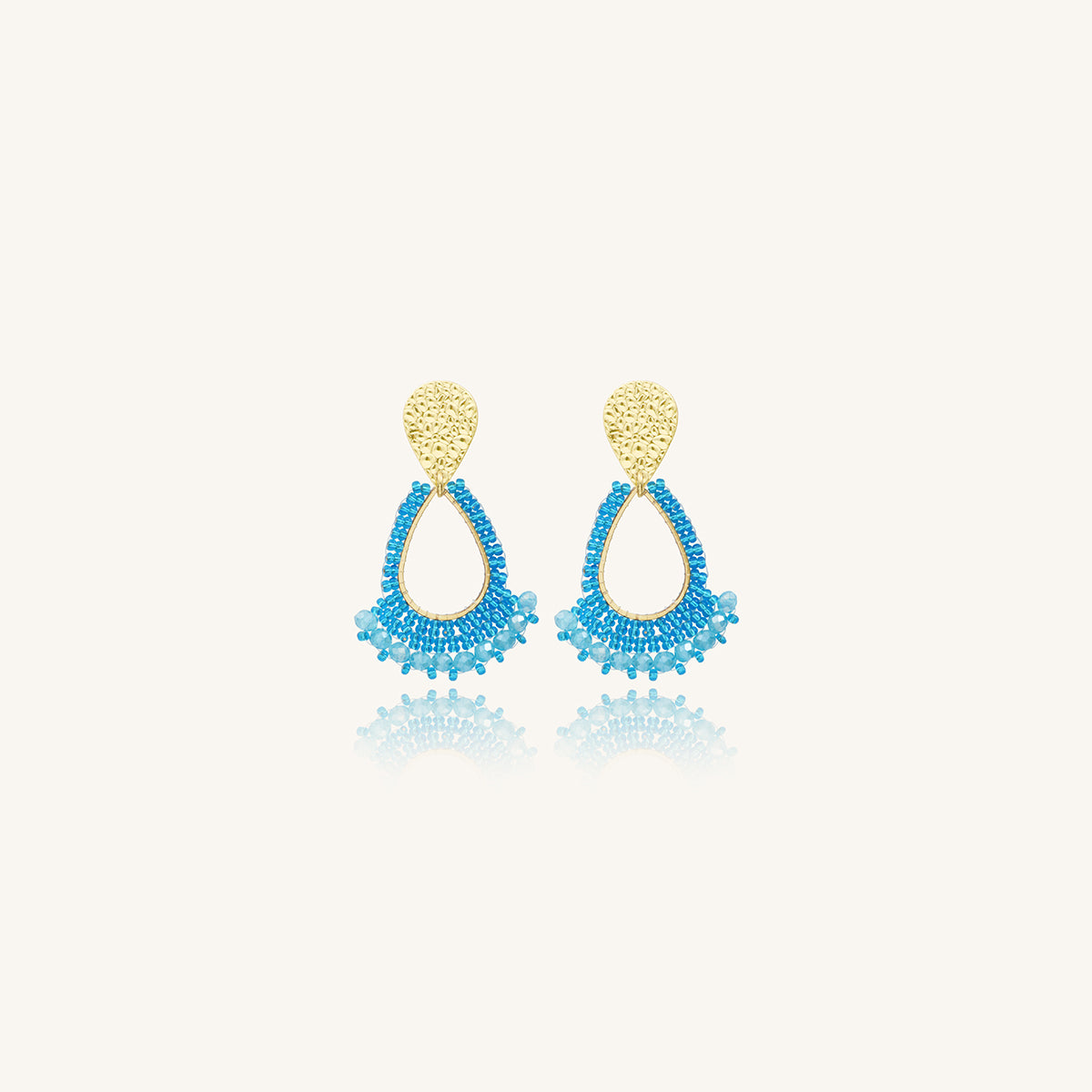 Aretes con Cristales Tejidos y Chapa de Oro - Mini Río