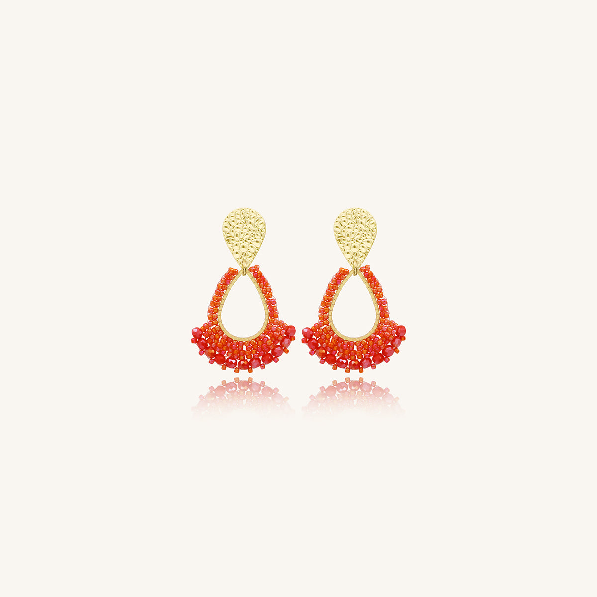 Aretes con Cristales Tejidos y Chapa de Oro - Mini Río