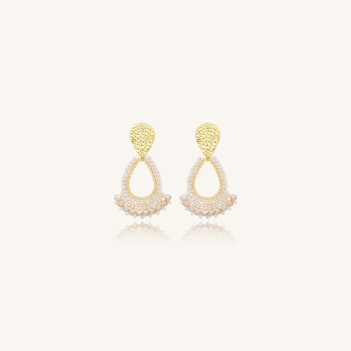 Aretes con Cristales Tejidos y Chapa de Oro - Mini Río