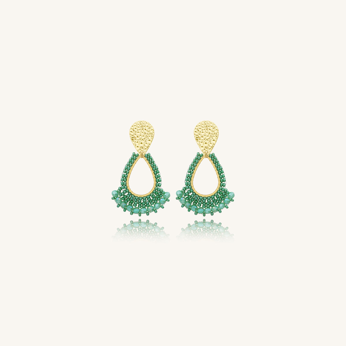 Aretes con Cristales Tejidos y Chapa de Oro - Mini Río
