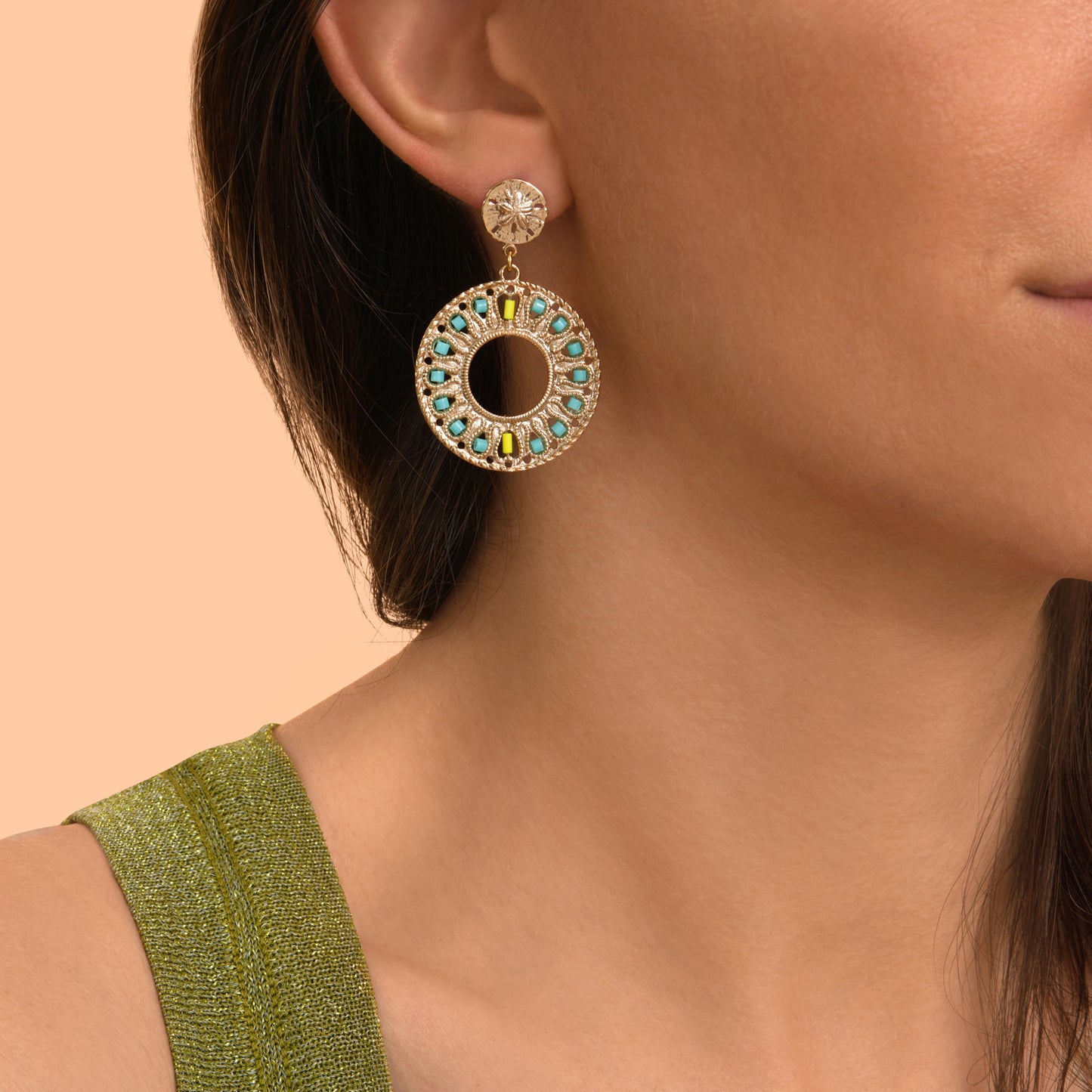 Aretes de Perlas Japonesas Tejidas y Chapa de Oro 14K