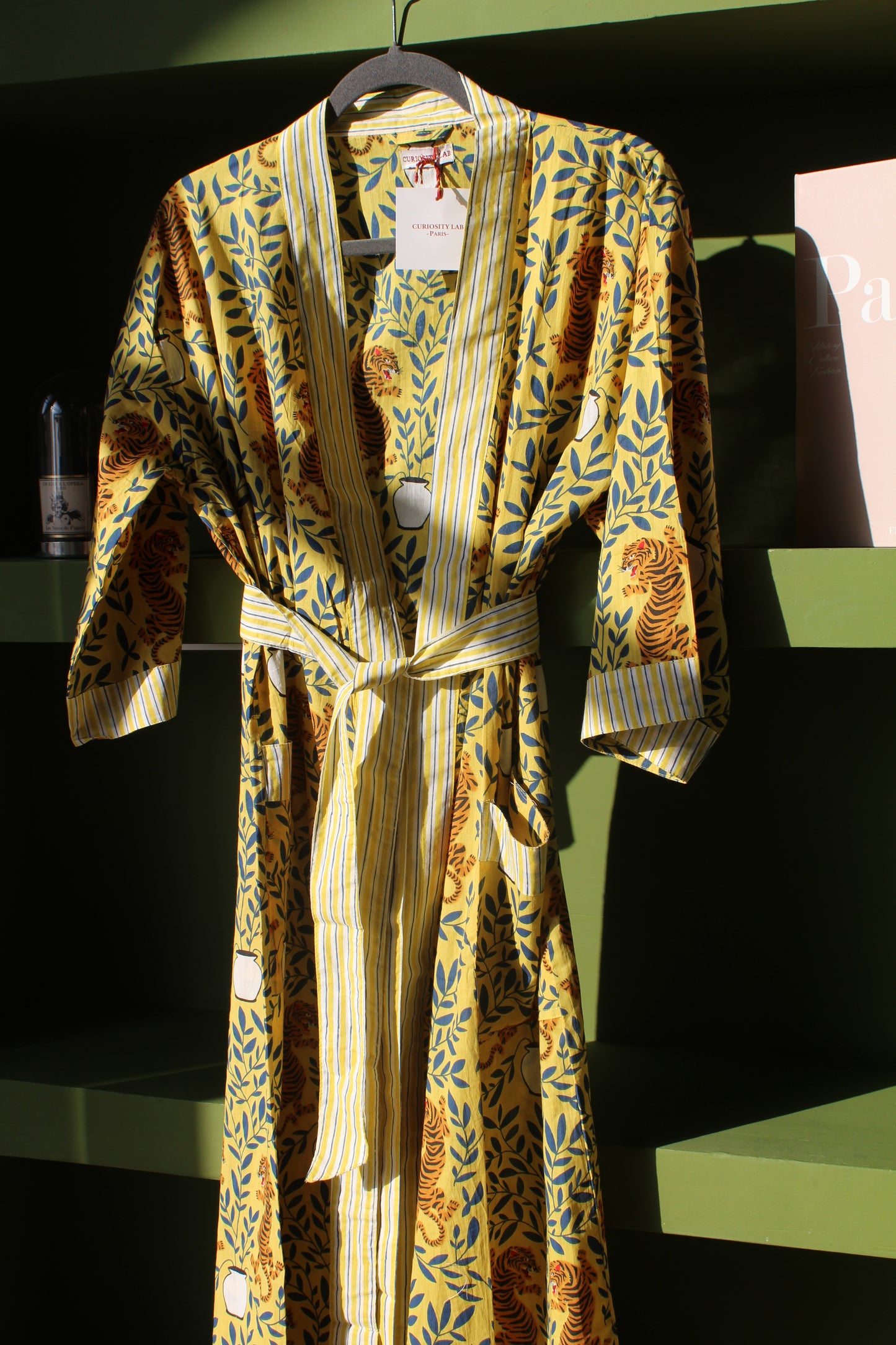 Kimono Artesanal 100% Algodón - Pintado con Sello de Madera - Curiosity Lab