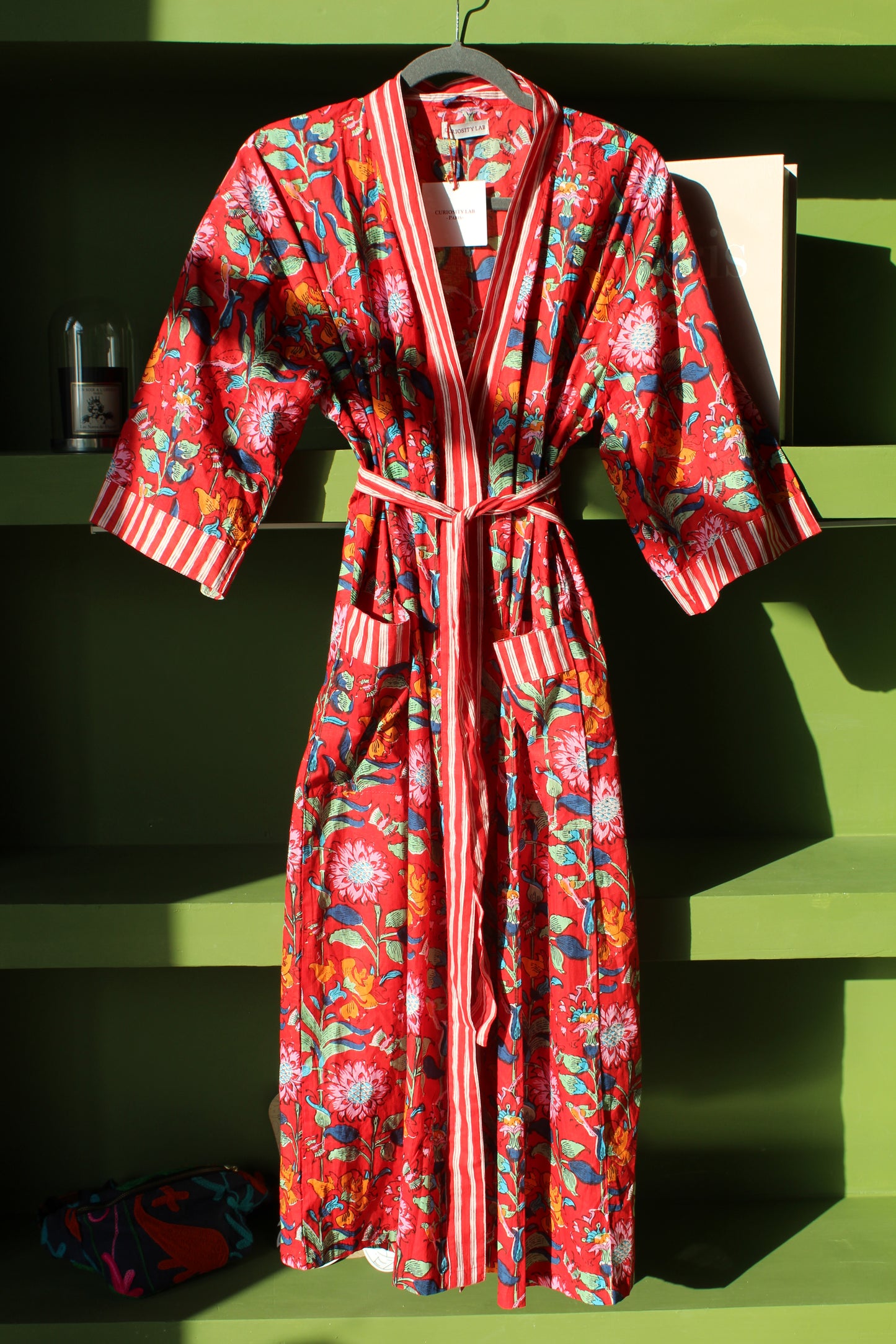 Kimono Artesanal 100% Algodón - Pintado con Sello de Madera - Curiosity Lab