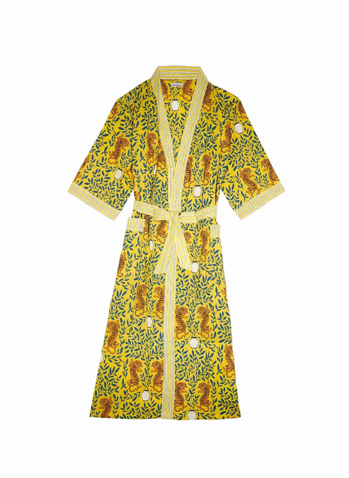 Kimono Artesanal 100% Algodón - Pintado con Sello de Madera - Curiosity Lab