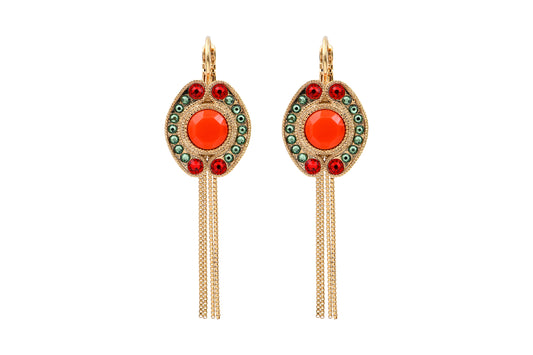 Aretes Cirque - Cristales y Chapa de Oro 14K