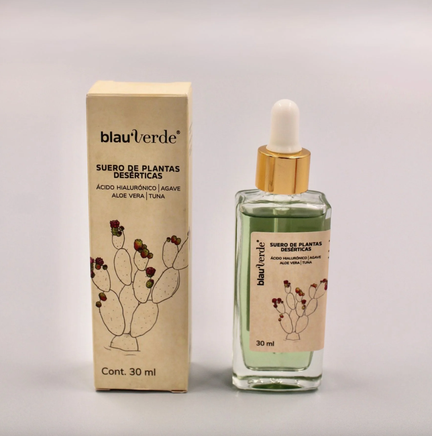 Sérum Hidratante Natural con Agave, Acido Hialurónico, Tuna, Aloe Vera y Nopal