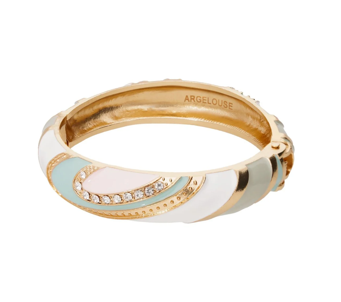 Bangle Gelato Blanco Chapado de Oro 23K y Cristal Swarovski