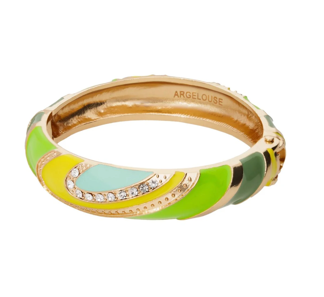 Bangle Gelato Verde Limón Chapado de Oro 23K y Cristal Swarovski