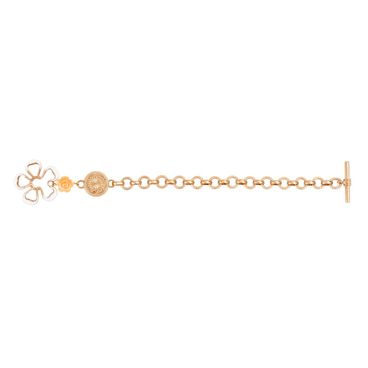 Pulsera Miraflores - Rosas Esculpidas de Concha Nácar y Chapa de Oro 14K