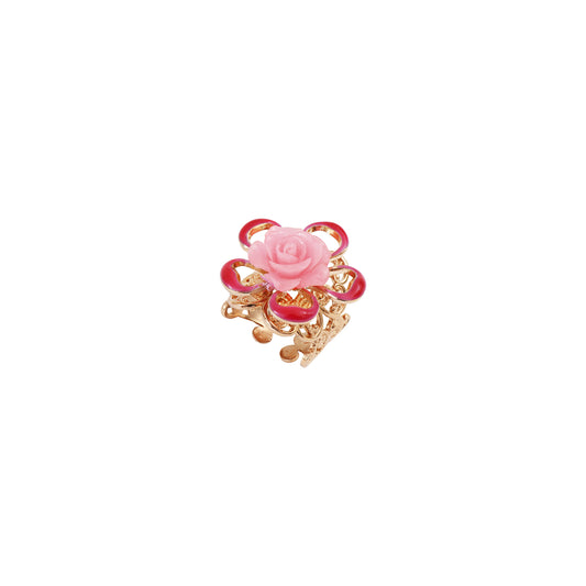 Anillo Miraflores - Rosa Esculpida en Concha Nácar y Chapa de Oro 14K