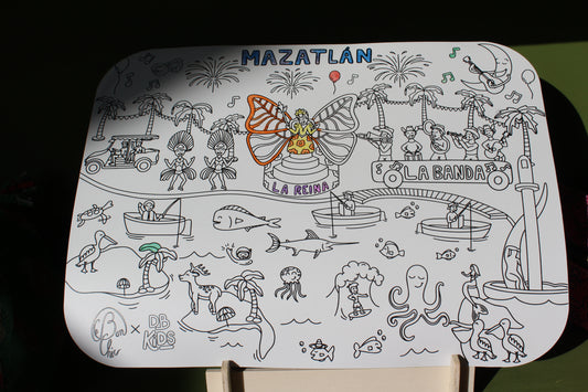 Mantelitos para Colorear Reutilizables -  Carnaval en Mazatlán