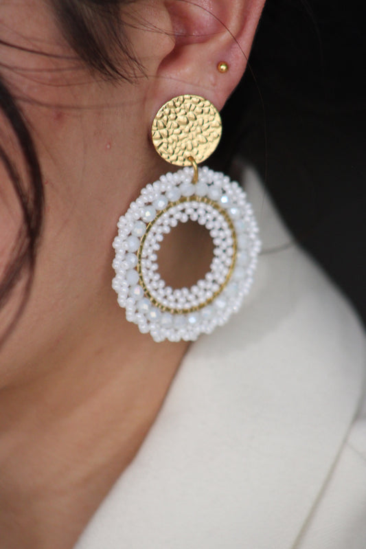 Aretes de Cristales Tejidos y Chapa de Oro 23K - Atacama