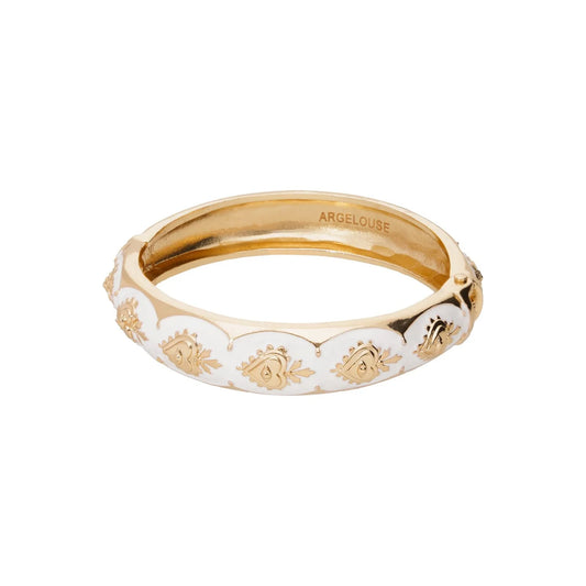 Brazalete Ex-Voto Blanco Chapado en Oro 23K