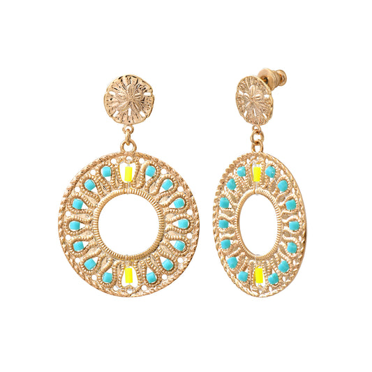 Aretes de Perlas Japonesas Tejidas y Chapa de Oro 14K