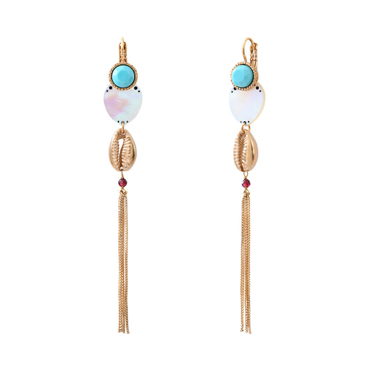 Aretes Mindoro - Perla Madre Blanca y Chapa de Oror 14K - Satellite Paris