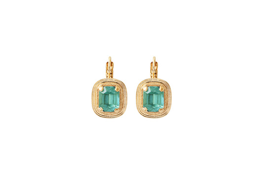 Aretes de Cristales Acqua y Chapa de Oro 18K - Satellite Paris
