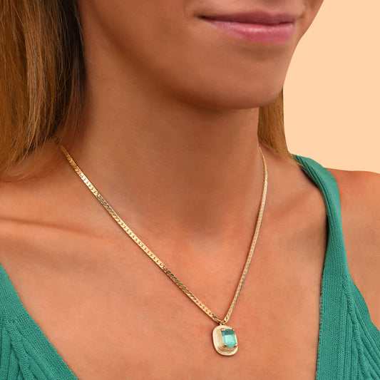 Collar Soleil - Cristal Prestige Verde Acqua y Chapa de Oro 18K - Satellite Paris