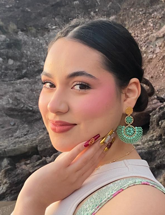 Aretes de Cristales Tejidos con Chapa de Oro - Cancún