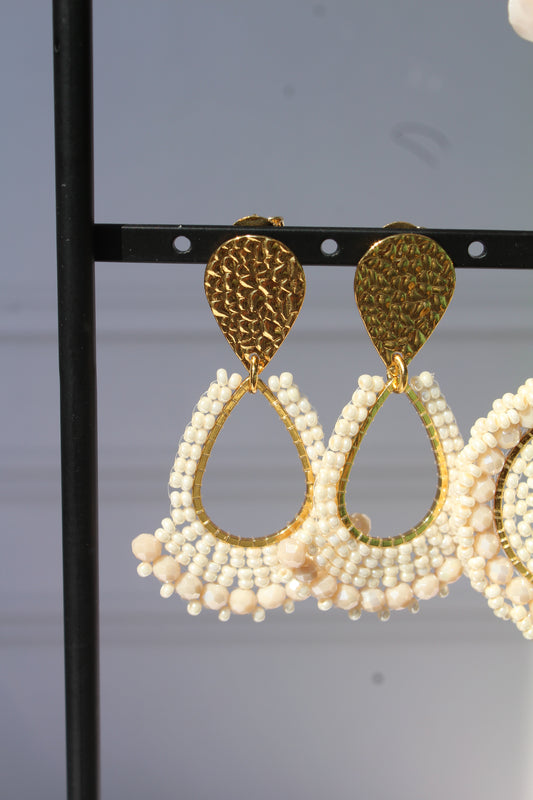 Aretes con Cristales Tejidos y Chapa de Oro - Mini Río